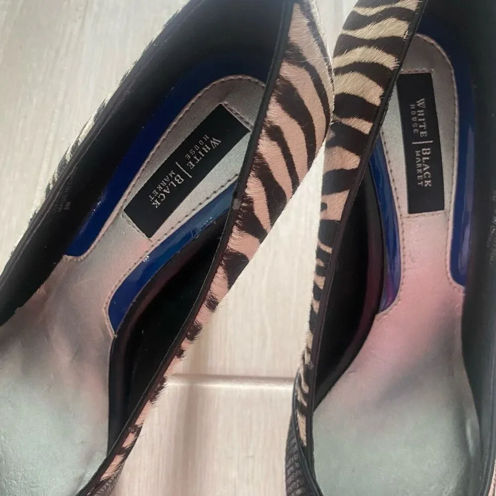 White House Black Market Zebra Size 8 Heels